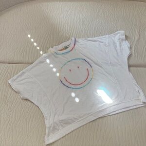 Vintage Havana White Tee with Rainbow Smiley
